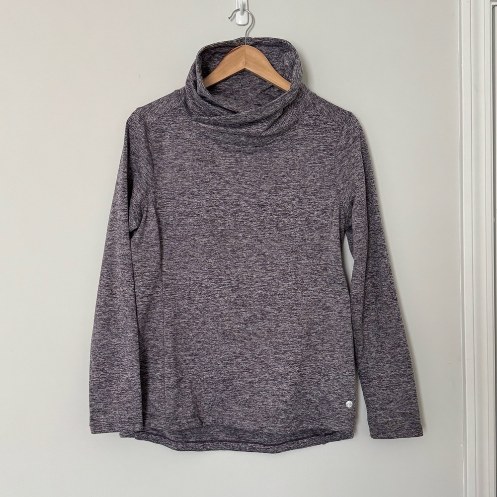 Apana Cowl Neck Long Sleeve Pull‎ Over Shirt Stretch Comfort Yoga Purple Medium